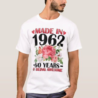 60:e födelsedag 1962 Blommigt 60 år gammal gåva T Shirt