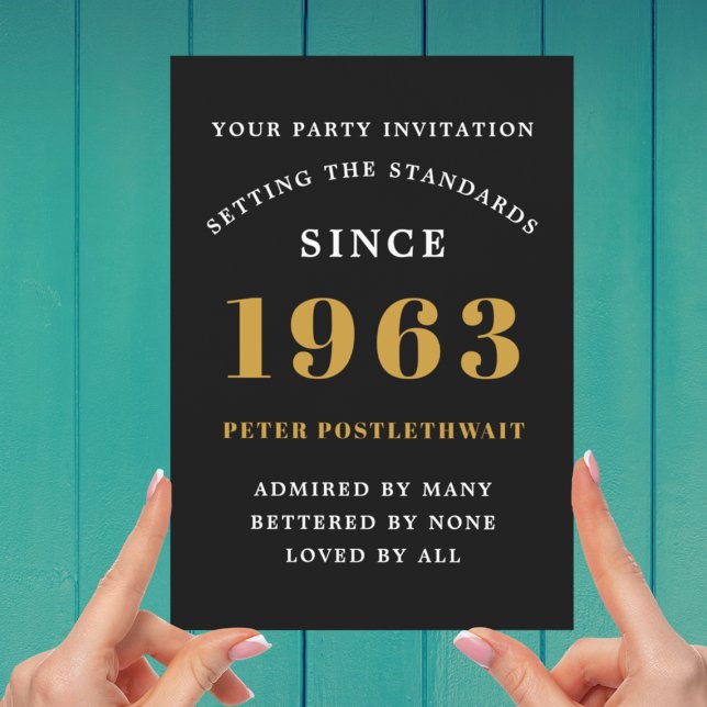 60:e födelsedag 1963 Svarta Guld Lägg till Namn år Inbjudningar (Skapare uppladdad)
