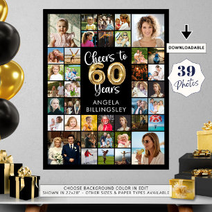60:e födelsedag 39 fotokollage Cheers till 60 år Poster