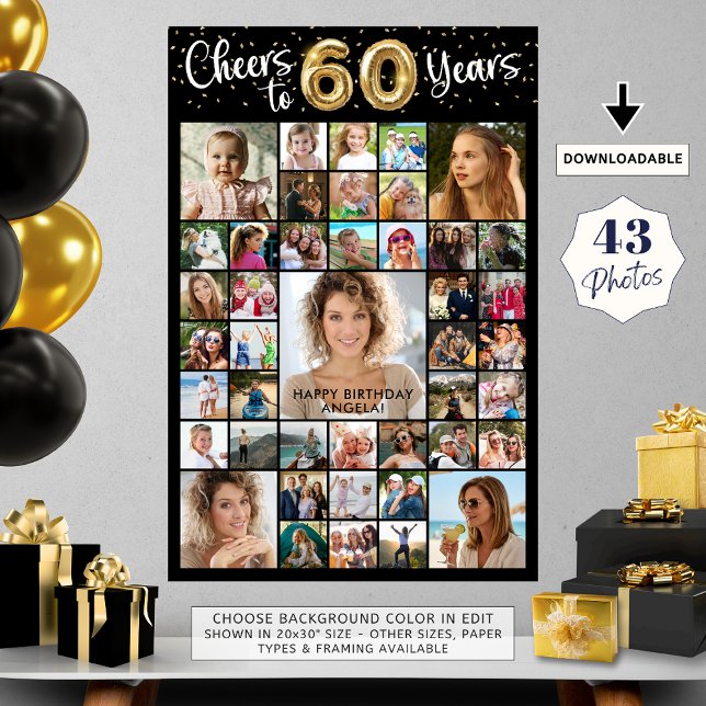 60:e födelsedag 43 fotokollage Cheers till 60 år Poster (Skapare uppladdad)