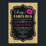 60:e födelsedag - 60:e Fabulous Guld Black Rosa Inbjudningar<br><div class="desc">60:e födelsedagsinbjudan. Elegant svartvit design med faux glitter guld. Har rosa läppar kyss,  konfekti och skriptteckensnitt. Perfekt för ett elegant födelsedagsfest. Sextio Fabulous! Berätta om du behöver anpassa dig ytterligare.</div>