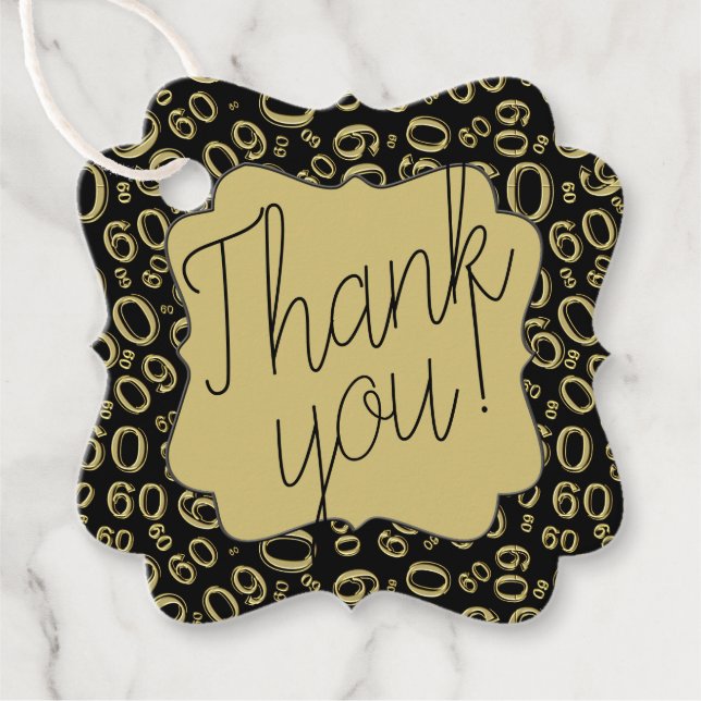 60:e födelsedag 60 Mönster Guld och svart Gåvor Etiketter (Framsida)