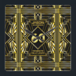 60:e födelsedag Art Deco Guld Black Underbar Gatsb Fyrkantig Klocka<br><div class="desc">Fira din milstolpe-födelsedag i stil med denna unika Art Deco-stil,  Underbara Gatsby-inspirerad design med geometriska former i ljusa guld över svart bakgrund. En elegant,  klassig,  könsneutral perfekt för att hedra minnet av denna speciella födelsedag med den jazzinfusade smaken av de roande tjuvårdarna.</div>