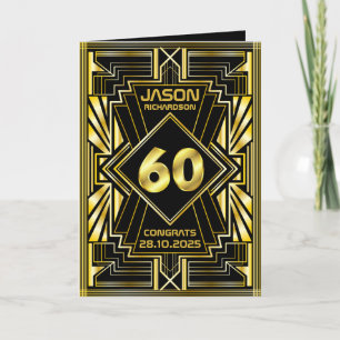 60:e födelsedag Art Deco Guld Black Underbar Gatsb Kort