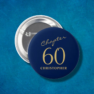 60:e födelsedag, blå Guld Knapp