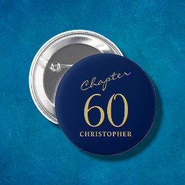 60:e födelsedag, blå Guld Knapp