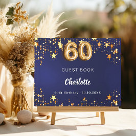 60:e födelsedag blåa guld-stjärnor gästböcker