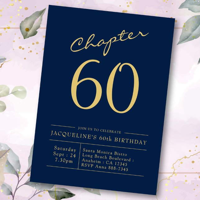 60:e födelsedag Blått Guld Kapitel 60 Inbjudningar (Skapare uppladdad)