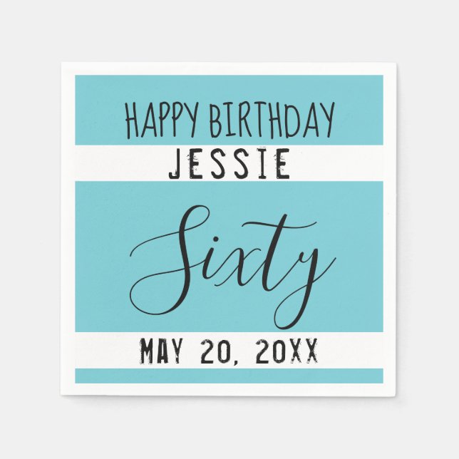 60:e födelsedag Blåvita Pappra blöjor Pappersservett (Framsidan)