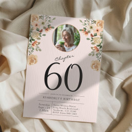 60:e födelsedag Blommigt Foto Party Inbjudningar