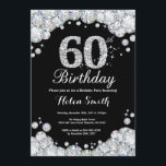 60:e födelsedag: Chalkboard Silver Diamond Inbjudningar<br><div class="desc">60:e födelsedagsinbjudan. Silver Rhinestone Diamond Chalkboard Background. Elegant Birthday Bash inbjudan. Black and White. Vuxen Birthday. Kvinnor på födelsedagen. Manar födelsedag. Om du vill göra ytterligare anpassningar klickar du på knappen "Anpassa" och användor verktyg som är utformat för att ändra mallen.</div>