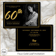 60:e födelsedag Eleganten Photo Black Faux Guld Lö