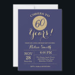 60:e födelsedag: flottan och Guld Glitter Inbjudningar<br><div class="desc">60:e födelsedagsinbjudan: flottans och Guld Glitter-kort. Om du vill göra ytterligare anpassningar klickar du på knappen "Anpassa" och användor verktyg som är utformat för att ändra mallen.</div>