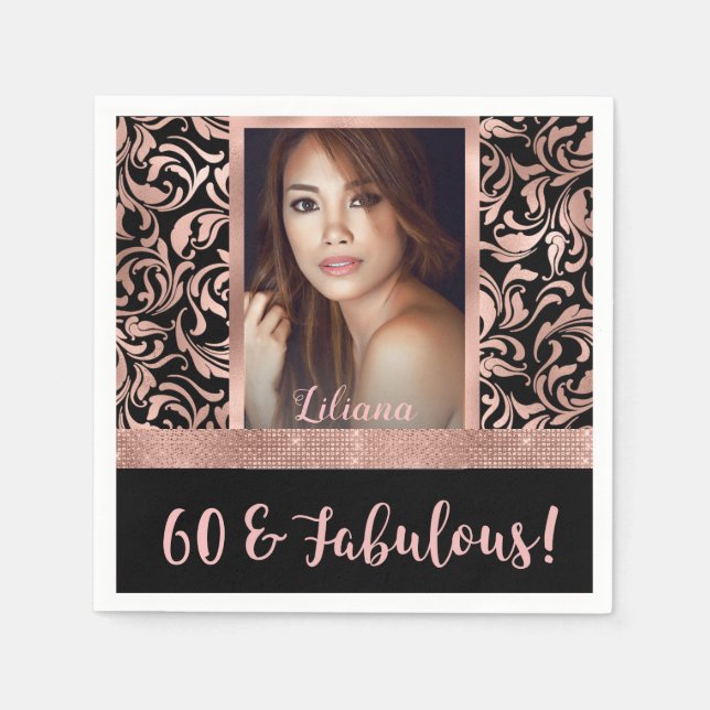 60:e födelsedag för Fabulous ro guld Pappersservett (Framsidan)