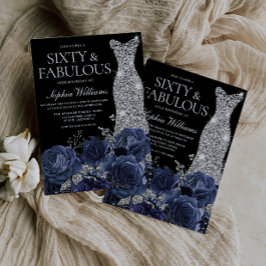 60:e födelsedag för flodvågor och Silver-Dress sva Inbjudningar