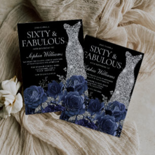 60:e födelsedag för flodvågor och Silver-Dress sva Inbjudningar