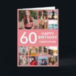 60:e födelsedag Foto Collage 13 Photos Rosa & Whit Kort<br><div class="desc">60:e Grattis på födelsedagen Photo Collage 13 Photos Rosa and White Birthday Card för alla åldrar. Den 13:e 15:e 16:e 18:e 20:e 30:e 40:e 60:e 70:e 80:e 90:e 100:e, alla åldrar. Om du vill göra ytterligare anpassningar klickar du på knappen "Anpassa" och användor verktyg som är utformat för att ändra...</div>