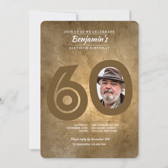60:e födelsedag - fotoinbjudan inbjudningar (Framsida)