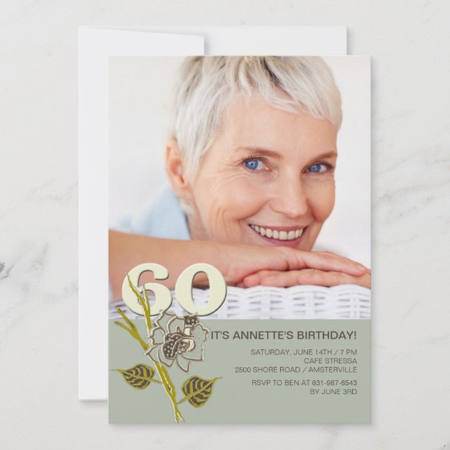 60:e födelsedag - fotoinbjudan inbjudningar (Framsida)