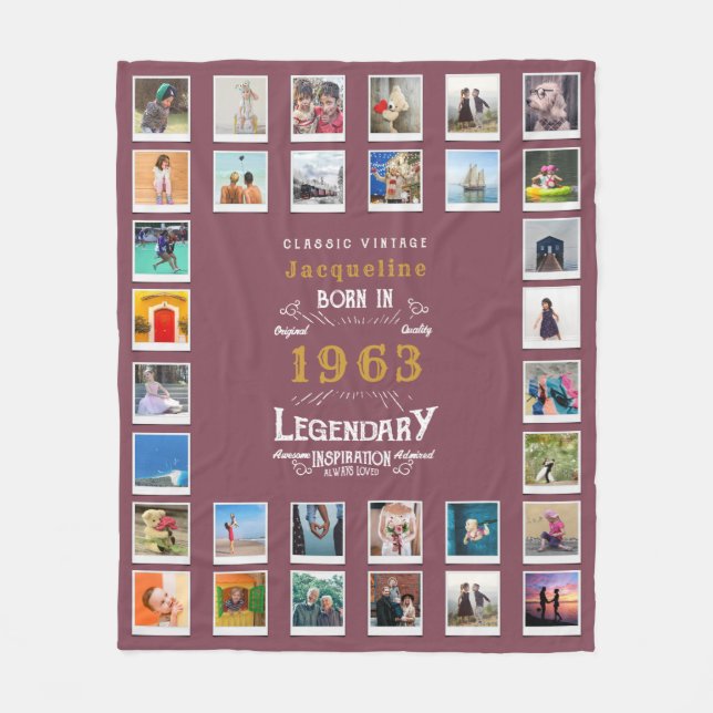 60:e födelsedag Fotomall Mor farmor Fl Fleecefilt (Framsidan)