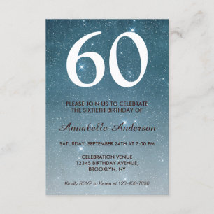60:e födelsedag Gnistran Blue Celestial Himlar Sta Inbjudningar