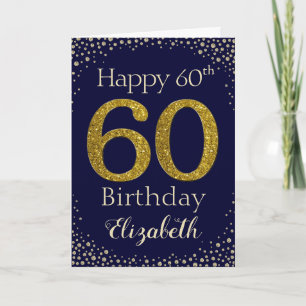 60:e födelsedag Golden Glitter-kort Kort