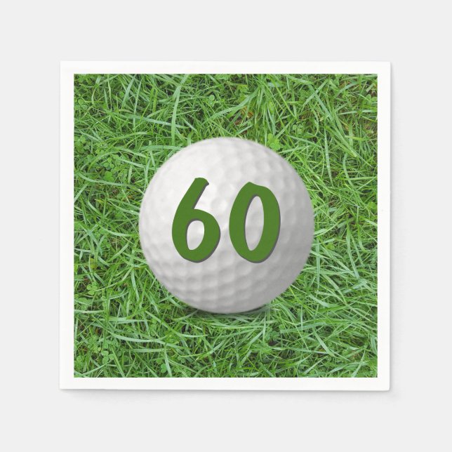 60:e födelsedag Golf Boll på gräs Pappersservett (Framsidan)