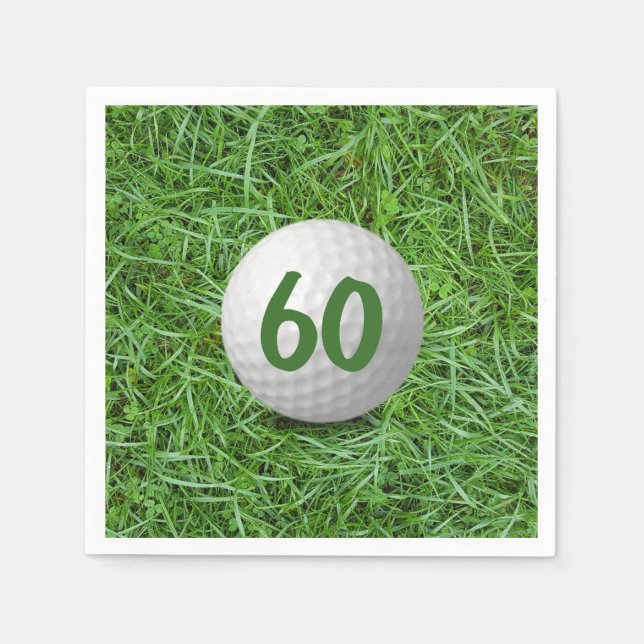 60:e födelsedag Golf Boll på grassblöjor Pappersservett (Framsidan)