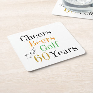 60:e födelsedag Golf Cheers Öl Minimal Party Underlägg Papper Kvadrat