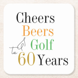 60:e födelsedag Golf Cheers Öl Minimal Party Underlägg Papper Kvadrat