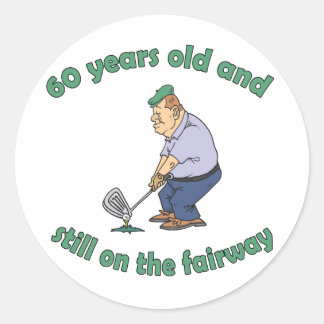 60:e födelsedag Golfer Gag Gift Runt Klistermärke