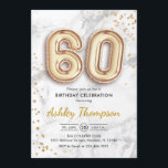 60:e födelsedag - Guld-bubblor Marble Effect Inbjudningar<br><div class="desc">60 födelsedagsfest inbjudan. Elegantens utformning i faux glitter guld med grått marble-effekt. Inbjudan-kortet har guld nummer 60 ballonger och skriptteckensnitt. Perfekt för en snyggt vid firande. Berätta om du behöver anpassningsbarnas ålder.</div>