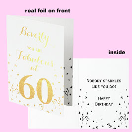 60:e födelsedag Guld Foil Fabulous vid 60 Folierat Kort