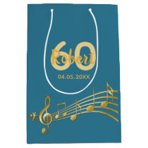 60:e födelsedag guld musik noter tealblått grönt