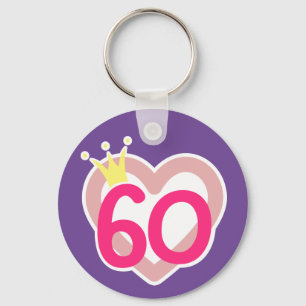 60:e födelsedag Heart Princess Krona Rosa Nyckelring