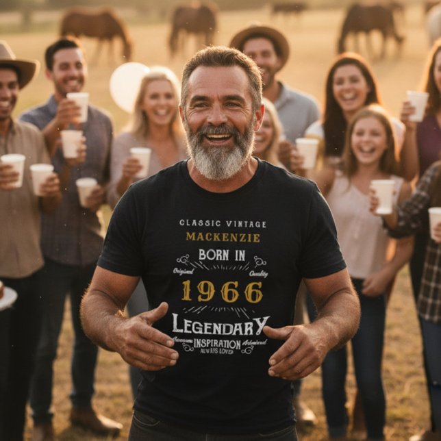 60:e födelsedag Lägg till ditt namn på födelseort  T Shirt (1966 black birthday t-shirt)