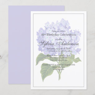 60:e födelsedag Lavender Hydrangea-inbjudan Inbjudningar