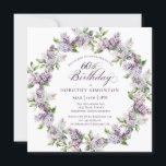 60:e födelsedag Lila Lilac Vår Flower Square Inbjudningar<br><div class="desc">Mjuka lila lilacs skapar en söt vårtid på 60 år. Typografin tillför en estetisk elegant. Denna inbjudan finns både i traditionell kartong och i en nedladdningsbar version. Det är en del av Lila Vår Lilac Flower-samlingen. Du kan välja ett tema och sedan enkelt skapa ett unikt inbjudningspaket, välkomsttecken och party-dekorationer....</div>
