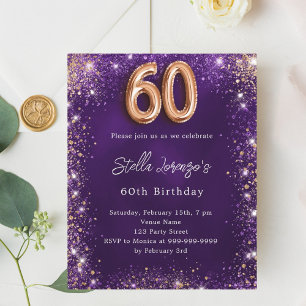 60:e födelsedag lila ro guld inbjudan