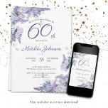 60:e födelsedag Lila Vattenfärgad Blommigt Wisteri Inbjudningar<br><div class="desc">60:e födelsedag Lila Watercolor Blommigt Wisteria-inbjudan. En känslig och feminin lila blommigt och botaniskt temat födelsedagsfest inbjudan. Den har vackra wisterblommor med en antydan om vintagens klasslighet! Designern är alltid redo att hjälpa till,  kontakta henne om du behöver hjälp med den här designen genom att klicka på blåmeddelandeknappen nedan!</div>