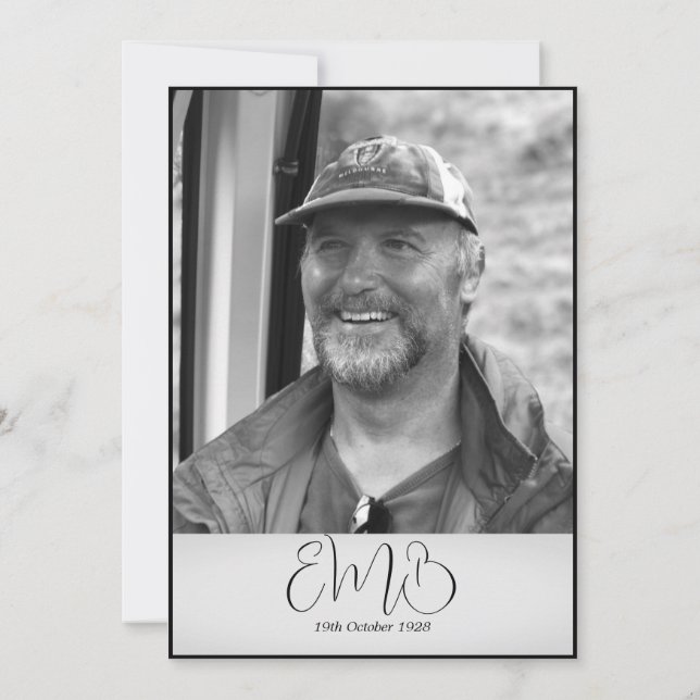 60:e födelsedag Manlig Snyggt Foto Monogram födels Inbjudningar (Baksida)