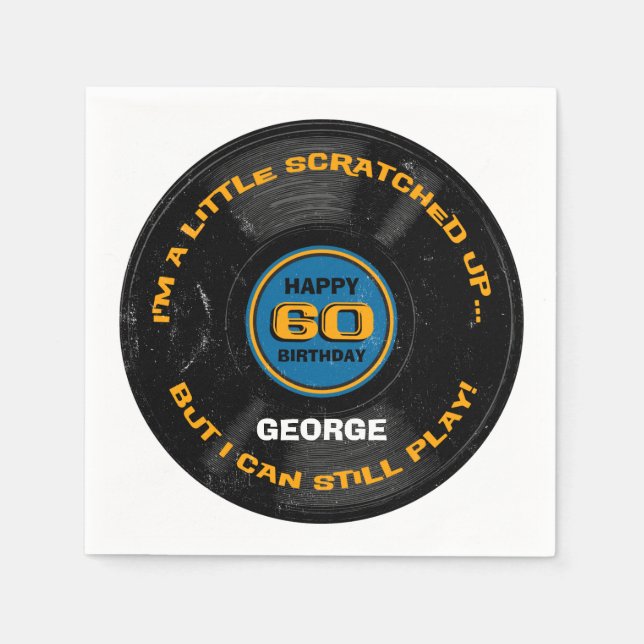 60:e födelsedag med skrapad post pappersservett (Framsidan)
