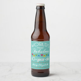 60:e födelsedag Mest färglösa Gem Turkos Ölflaska Etikett