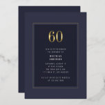 60:e födelsedag Minsta Elegant Mörk Guld Ram<br><div class="desc">60:e födelsedag Lila av minimal Elegant Mörk Grått Ram Foil Födelsedagsfest inbjudan i Guld</div>