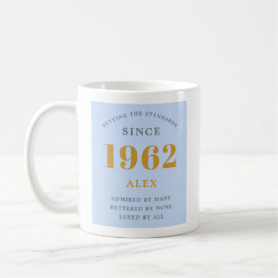 60:e födelsedag Namn 1962 Chic av blå Grått-Elegan Kaffemugg