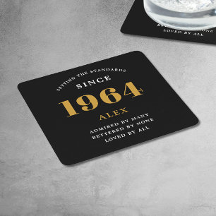 60:e födelsedag Namn 1964 Svarta Guld-Elegantens C Underlägg Papper Kvadrat