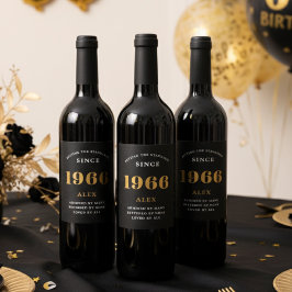 60:e födelsedag Namn 1966 Svarta Guld-Elegantens C Vinflaska Etikett