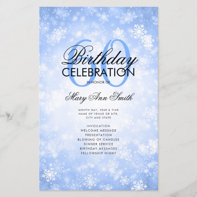 60:e födelsedag: "Navy Wonderland Menu" (Framsida)