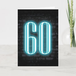 60:e födelsedag Neon-signatur på brick Kort