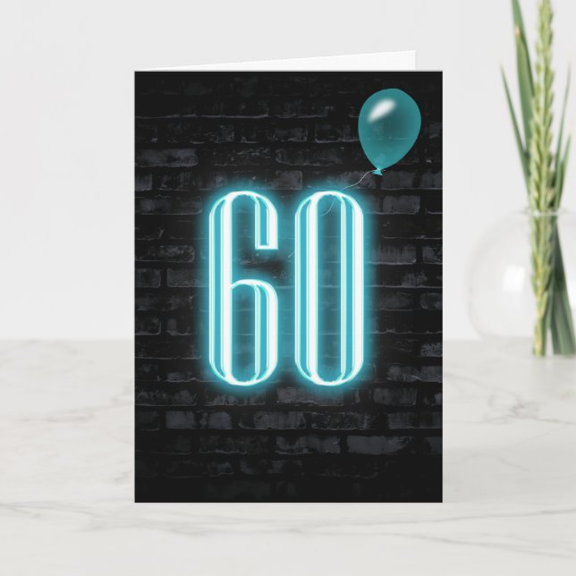 60:e födelsedag Neon-signatur på brick Kort (Framsida)
